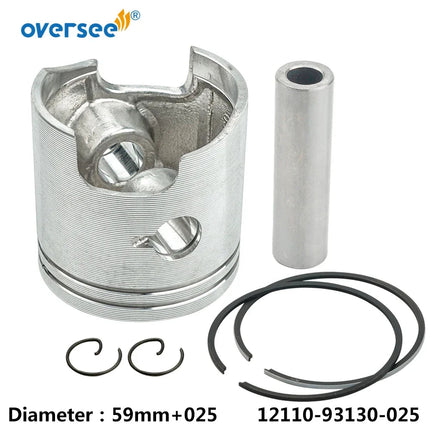 12100-93120-025 Piston Set +025 For Suzuki  2T 9.9HP 15HP DT15 Outboard Motor 12100-93140-025 Oversize 025