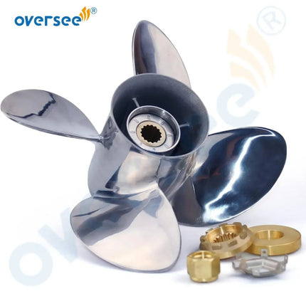 13x19/15 4 Blades Stainless Steel Boat Propeller for Mercury 40-140 HP Outboard Engines Motor Prop
