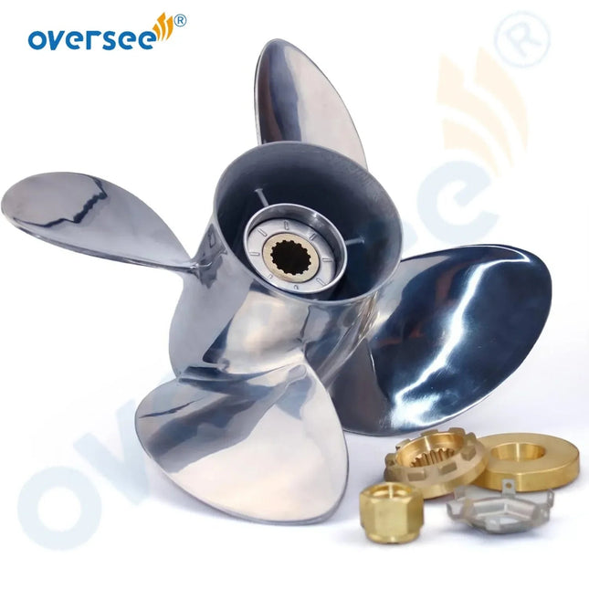 13x19/15 4 Blades Stainless Steel Boat Propeller for Mercury 40-140 HP Outboard Engines Motor Prop
