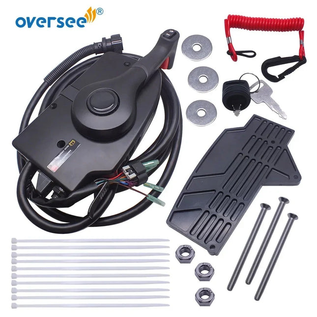 Oversee Marine 881170A13 Caja de control remoto con cable de 14 pines y 15 pies, reemplazo de montaje lateral para motor fueraborda Mercury de 2 tiempos