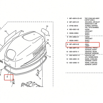 66T-42615 Rubber Seal For Yamaha Outboard E40G 40HP