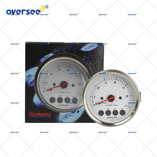 OEM White Multifunction Tachometer 34200-93J14 for Suzuki Outboard DF115 DF140 Engine Gauge