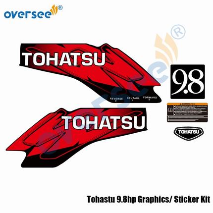 Outboard Tohastu 9.8hp Decals Graphics /Sticker Kit For Top Cowling Marine vinyl