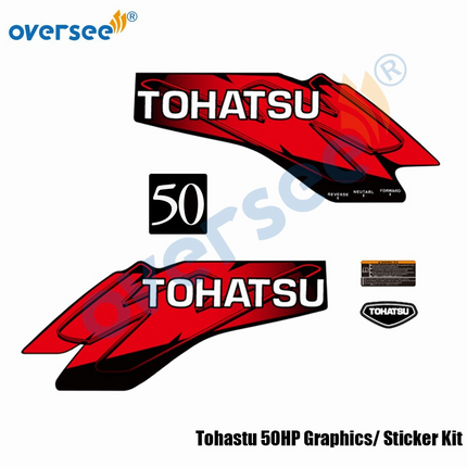 Outboard Tohastu 50HP Decals Graphics /Sticker Kit For Top Cowling Marine Vinyl