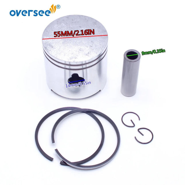 369-00001 and 351-00011 Piston & Piston Ring For Tohatsu Mercury Mariner 4HP-5HP Outboard Engine 2 Stroke Marine Parts