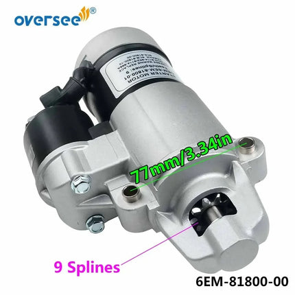 6EM-81800 Starter Motor For Yamaha Outboard Motor 4T 75HP 90HP  F115B 150HP 6EM-81800-00; 6EM-81800-01
