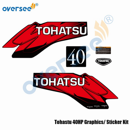 Outboard Tohastu 40HP Decals Graphics /Sticker Kit For Top Cowling Marine Vinyl