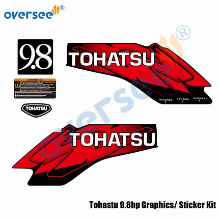 Outboard Tohastu 9.8hp Decals Graphics /Sticker Kit For Top Cowling Marine vinyl