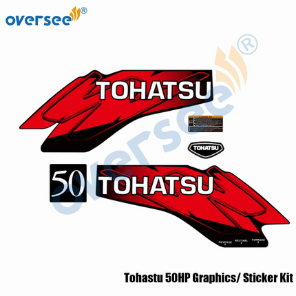 Outboard Tohastu 50HP Decals Graphics /Sticker Kit For Top Cowling Marine Vinyl
