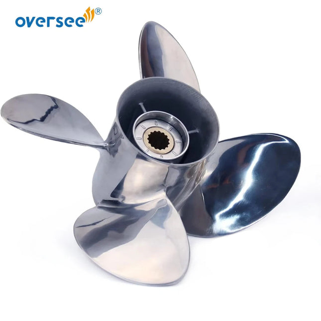 4 Blades Stainless Steel Boat Propeller for Mercury 13 Diameter x 19 Pitch 15 Spline Tooth 40-140 HP Outboard Engines Motor Prop