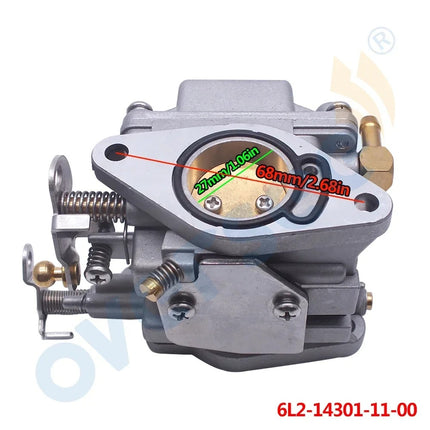 6L2-14301 Carburetor For Yamaha Outboard Motor 2T 2 Cylinder 20HP 25HP 25MLHU 6L2-14302-00 6L2-14301-00