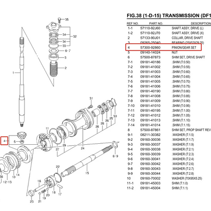 57300-92862 Foward,Reverse,Pinon Gear Kit For Suzuki Outboard Motor 4T DF100 DF115 DF140 2014 up ,Also for 57300-92860