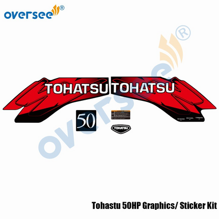 Outboard Tohastu 50HP Decals Graphics /Sticker Kit For Top Cowling Marine Vinyl