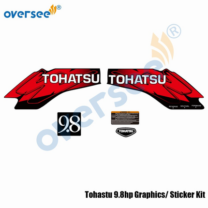 Outboard Tohastu 9.8hp Decals Graphics /Sticker Kit For Top Cowling Marine vinyl