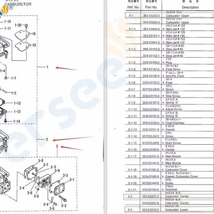 3E3-03200 3E3-03207 3E3-03210 Carburetor Assy For Tohasta 50HP 2T NS50D2 Outboard Engine