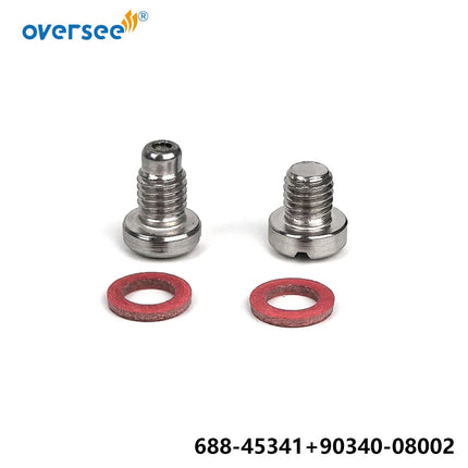 688-45341-10 & 90340-08002 Drain Plug with Gasket 90430-08003 for Yamaha Parsun F130-300HP Outboard F25-04000031 F4-03000023