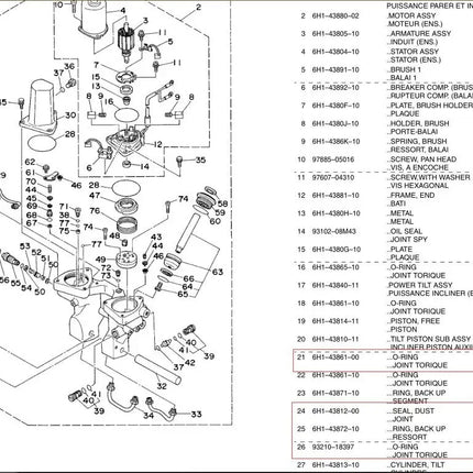 6H1-43810 Cap with Seals For Yamaha Outboard Motor Tilt Trim 2T 4T 60 70 75 85 90HP 6H1-43810-11 Top Real Engine Part Over...