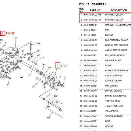 689-43111; 689-43112 Bracket For Yamaha 2T 25HP 30HP Outboard Motor Parsun Hidea Seapro HDX Hangkai Engines