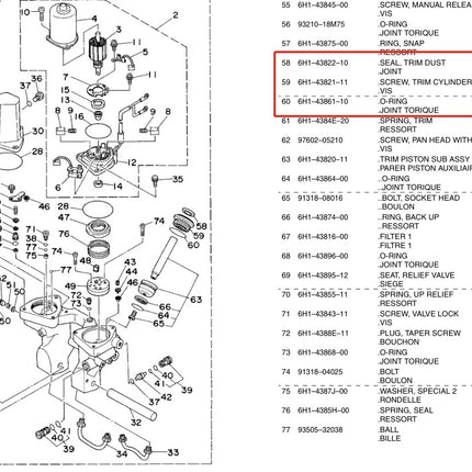 End Cap with Seals 6H1-43821 For Yamaha Outboard Motor Tilt Trim 2T 4T 60 70 75 85 90HP 6H1-43821-11 Boat Parts Top Real E...