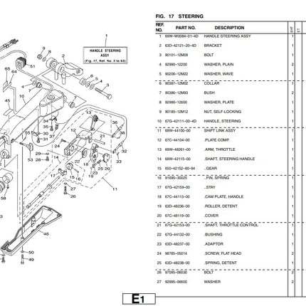69W-W0084-01-4D CONJUNTO DE DIRECCIÓN DE MANIJA Gris PARA Fueraborda Yamaha de 4 tiempos F50 F60HP 