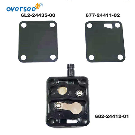 6L2 Fuel Pump Repair Kit Included 682-24412 Body 677-24411 and 6L2-24435 Diaphragm Replacement For Yamaha 20HP 25HP 2 Stroke Outboard Engine