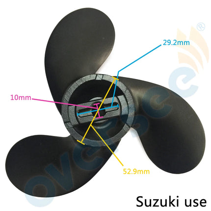 OVERSEE 58111-98452-019 Aluminum Propeller 4-3/4"PITCH  For Suzuki 2HP 2.2HP 2.5HP Outboard Engine 7-1/2x4-3/4 58111-98452