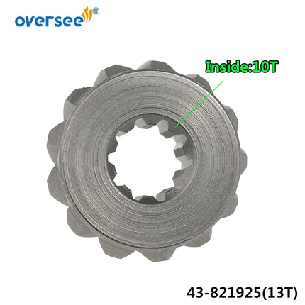 43-821925 Pinion For Mercury Outboard Motor Parts 8, 9.9, 10, 13.5, 15 HP 43-821925 Outside 13T; Inside 10T; 821925