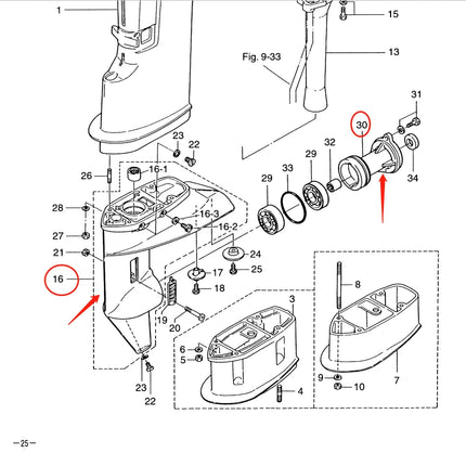 398S60000 Lower Casing With Cap For Tohatsu Outboard Motor 2T M9.9D M15D M18e HDX Hidea T18 T20  3V9Q60000-1;350Q6000
