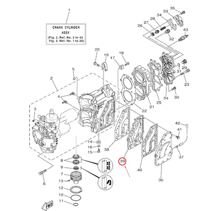 6F5-41111-01-1S Yamaha Inner Cover Exhaust E40J/E40G 2 Stroke 40HP cubierta interior de escape