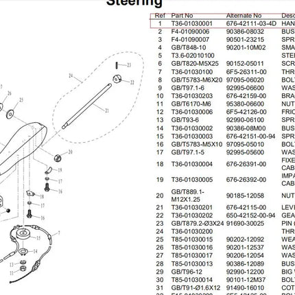 Oversee 676-42111 Steering Handle For Yamaha Outboard Motor 2T 40HP E40J 40G Parsun Makara T36-01030001; 676-42111-03
