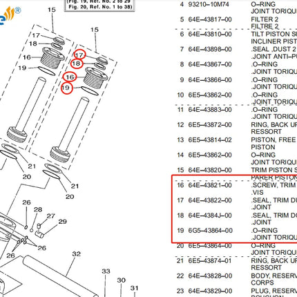 Boat Parts 64E-43821 Screw Trim Cylinder Inclued Seals For Yamaha Outboard Parts 1997-2017up 64E-43821-09 64E-43821-00