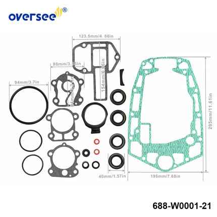 688-W0001-21 Lower Unit Seal Kit For Yamaha 75-100HP 4-Stroke (R157) Outboard Engine 1999-2010