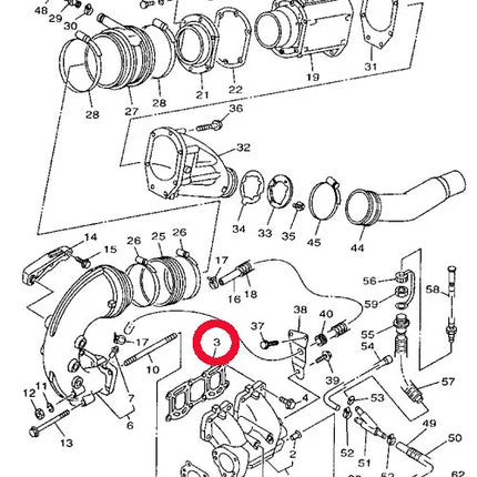 62T-14613-01-00 Exhaust Pipe Gasket for YAMAHA JET SKI 760 WAVE BLASTER 1996 1997 Outboard Engine