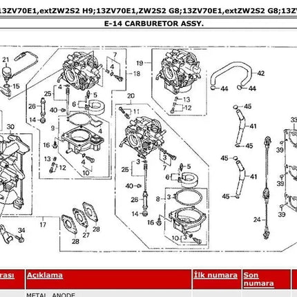 16100-ZW2-F05ZA Carburetor Repair Kit For Honda Outboard 4T BF25 30HP Engine