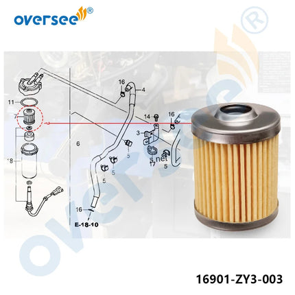 16901-ZY3-003 for Honda Filter Fuel BF 115 130 135 150 175 200 225HP Outboard Engine