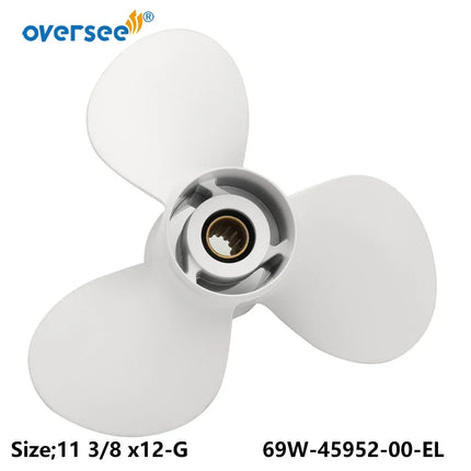 Boat Propeller 69W-45952-00-EL (Type G) 11 3/8" x 12" for Yamaha 25-60HP Outboard Motor Parts 69W-45952-00