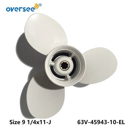 OVERSEE 63V-45943-10-EL-00 63V-45943-01-EL Aluminum Propeller Size 9 1/4x11-J  for Yamaha Outboard Motor 9.9HP 15HP