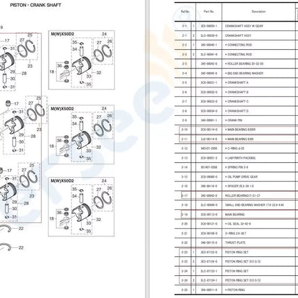 3C8 Crankshaft & Power Head Rebuild Kit STD For Tohatsu / Mercury 2T 40-50HP Outboard Engine