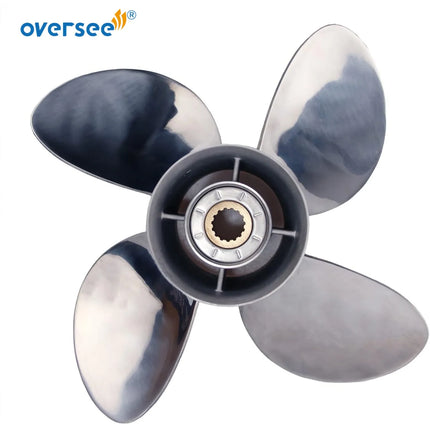 4 Blades Stainless Steel Boat Propeller for Mercury 13 Diameter x 19 Pitch 15 Spline Tooth 40-140 HP Outboard Engines Motor Prop