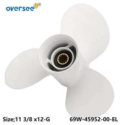 Boat Propeller 69W-45952-00-EL (Type G) 11 3/8" x 12" for Yamaha 25-60HP Outboard Motor Parts 69W-45952-00