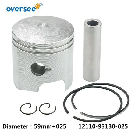 12100-93120-025 Piston Set +025 For Suzuki  2T 9.9HP 15HP DT15 Outboard Motor 12100-93140-025 Oversize 025