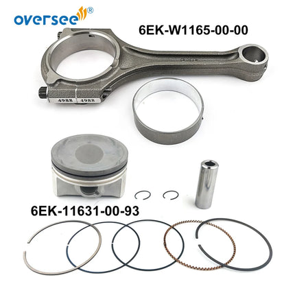 6EK-11631 Piston Kit STD and 6EK-W1165 Connecting Rod Assy for Yamaha F115 115HP 4 Stroke Outboard Engine with Bearing Plate