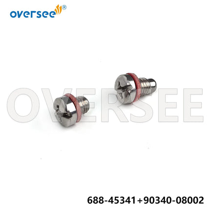 688-45341-10 & 90340-08002 Drain Plug with Gasket 90430-08003 for Yamaha Parsun F130-300HP Outboard F25-04000031 F4-03000023