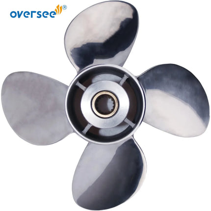 4 Blades Stainless Steel Boat Propeller for Mercury 13 Diameter x 19 Pitch 15 Spline Tooth 40-140 HP Outboard Engines Motor Prop