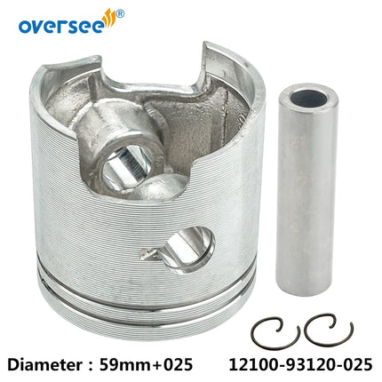 12100-93120-025 Piston Set +025 For Suzuki  2T 9.9HP 15HP DT15 Outboard Motor 12100-93140-025 Oversize 025