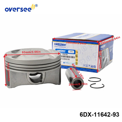 6DX-11631-93 & 6DX-11642-93 Piston Set STD for Yamaha Waverunner F250 Outboard Engine