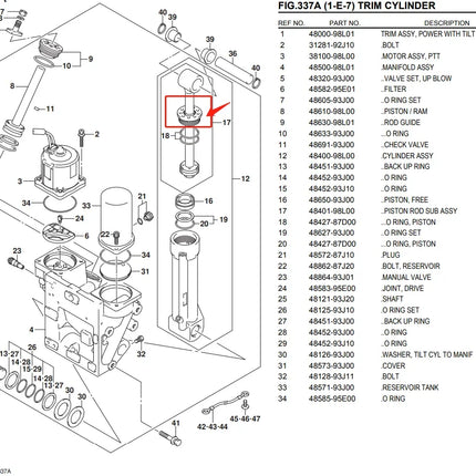 48401-98L00 Tilt End Cap For Suzuki DT115 (86-01) DT140 (86-01) 2/4 Stroke Outboard 48401-98L01;48401-98L02