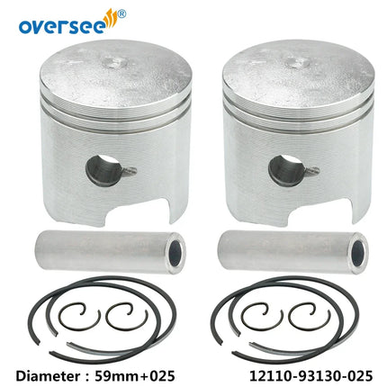 12100-93120-025 Piston Set +025 For Suzuki  2T 9.9HP 15HP DT15 Outboard Motor 12100-93140-025 Oversize 025