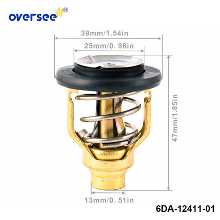 6DA-12411 Thermostat 60℃/140℉ For Yamaha F 150 175 200 HP 4 Stroke Outboard Engne 6DA-12411-00
