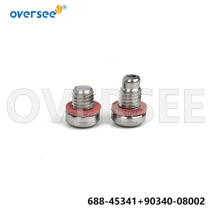 688-45341-10 & 90340-08002 Drain Plug with Gasket 90430-08003 for Yamaha Parsun F130-300HP Outboard F25-04000031 F4-03000023